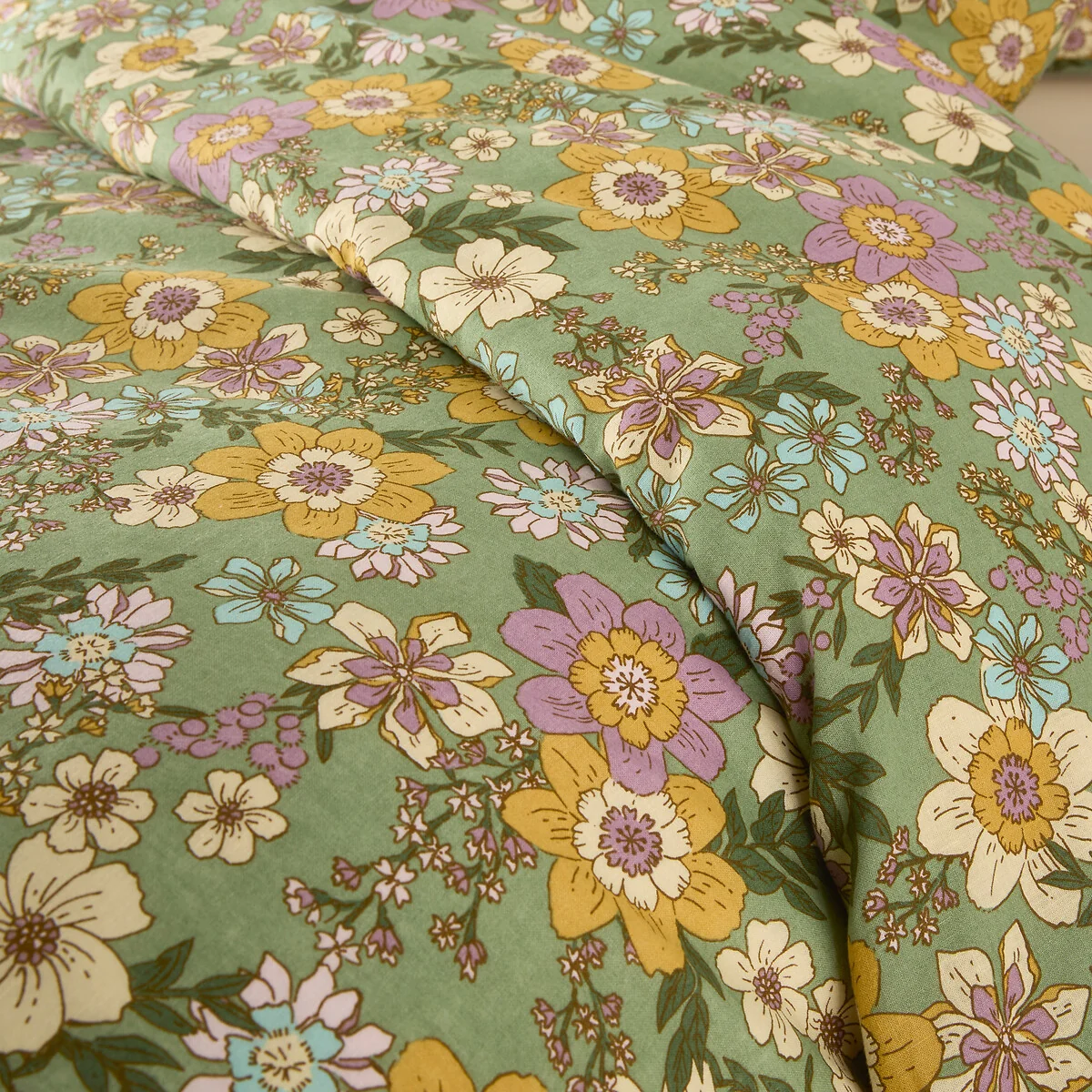 Rosemary Green Cotton & Washed Linen Duvet Cover – image 3