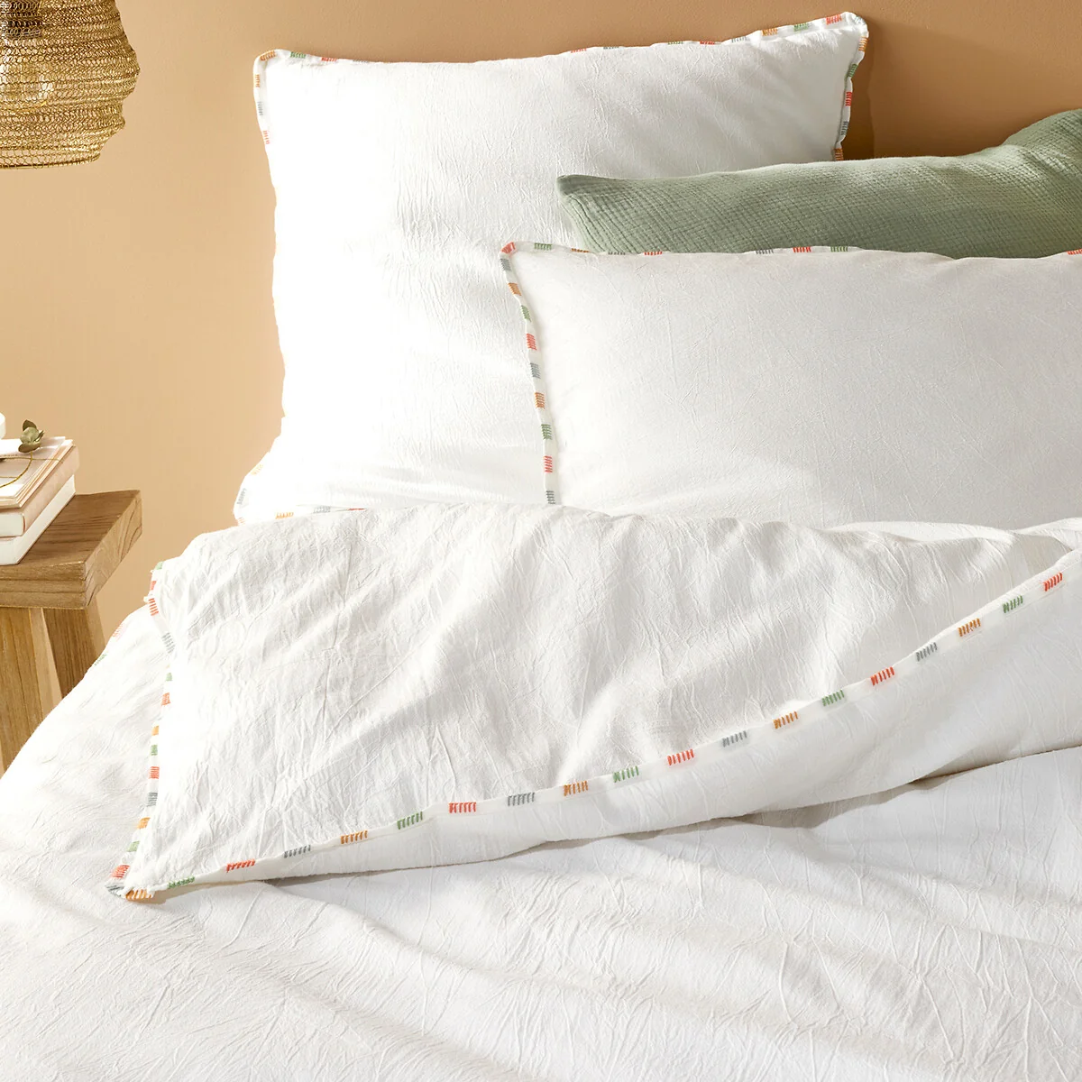 Neruda Embroidered 100% Washed Cotton Duvet Cover – image 1