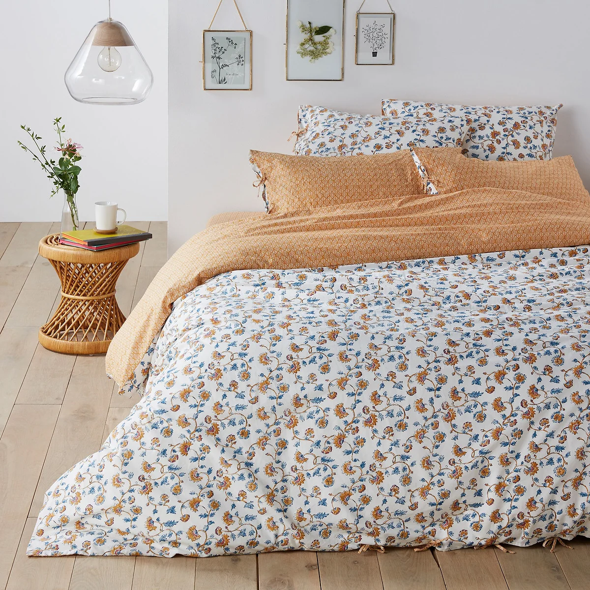 Indian Flower Floral 100% Washed Cotton Duvet Cover – image 1