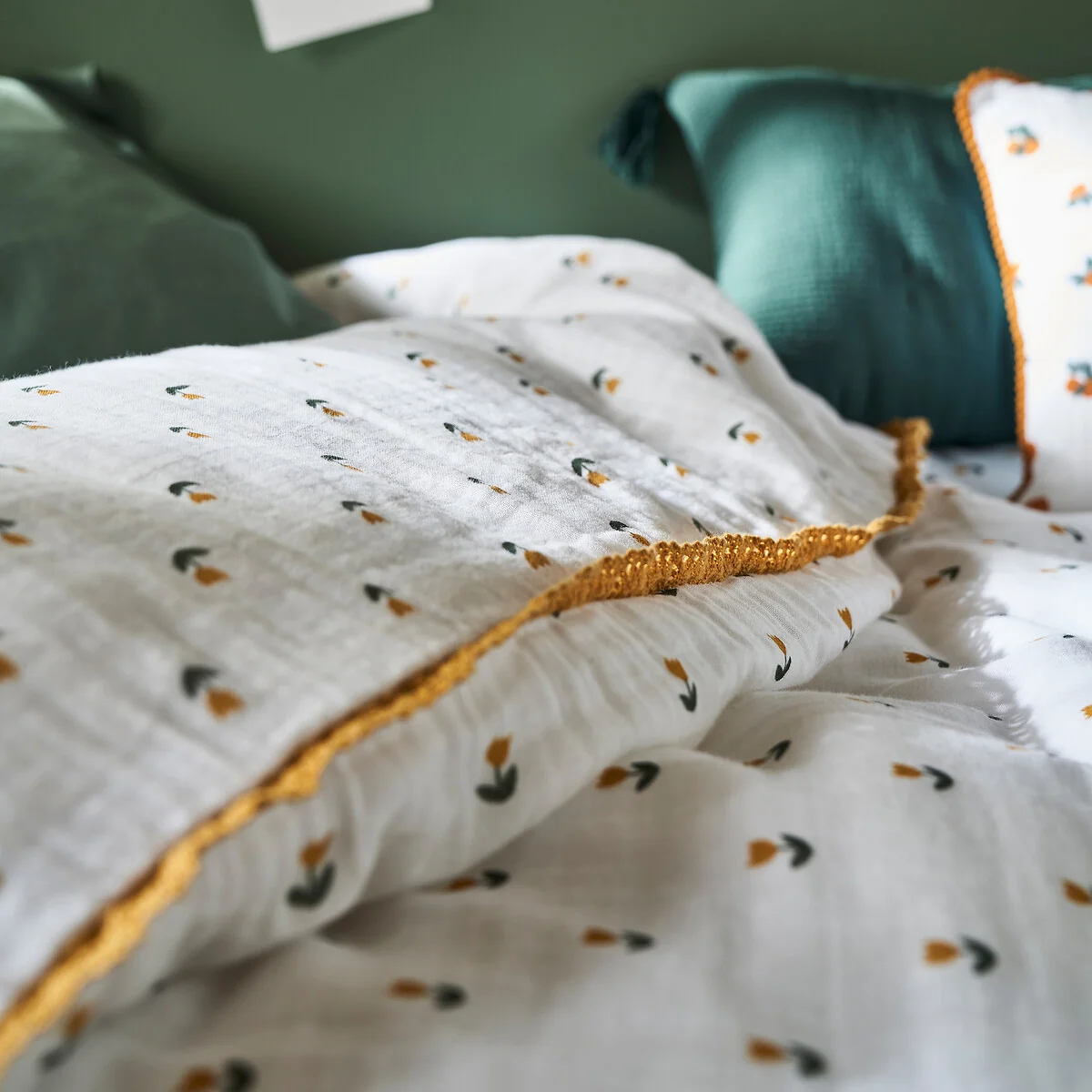Tulipe Floral 100% Cotton Muslin Duvet Cover – image 2