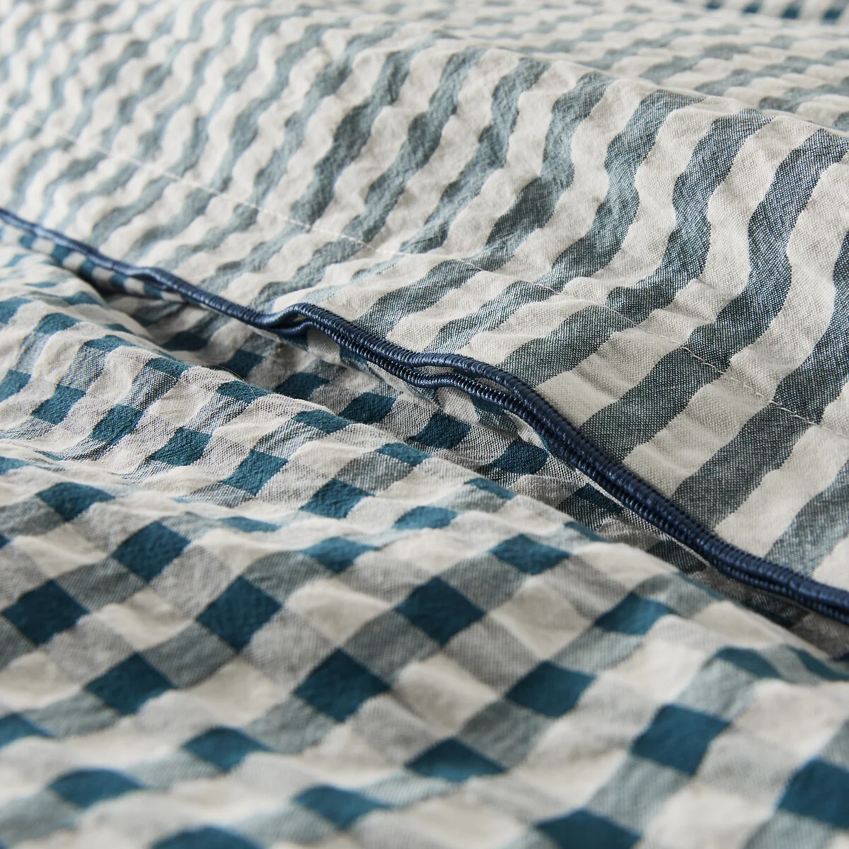 Cottage Blue Cotton Seersucker Duvet Cover – image 4