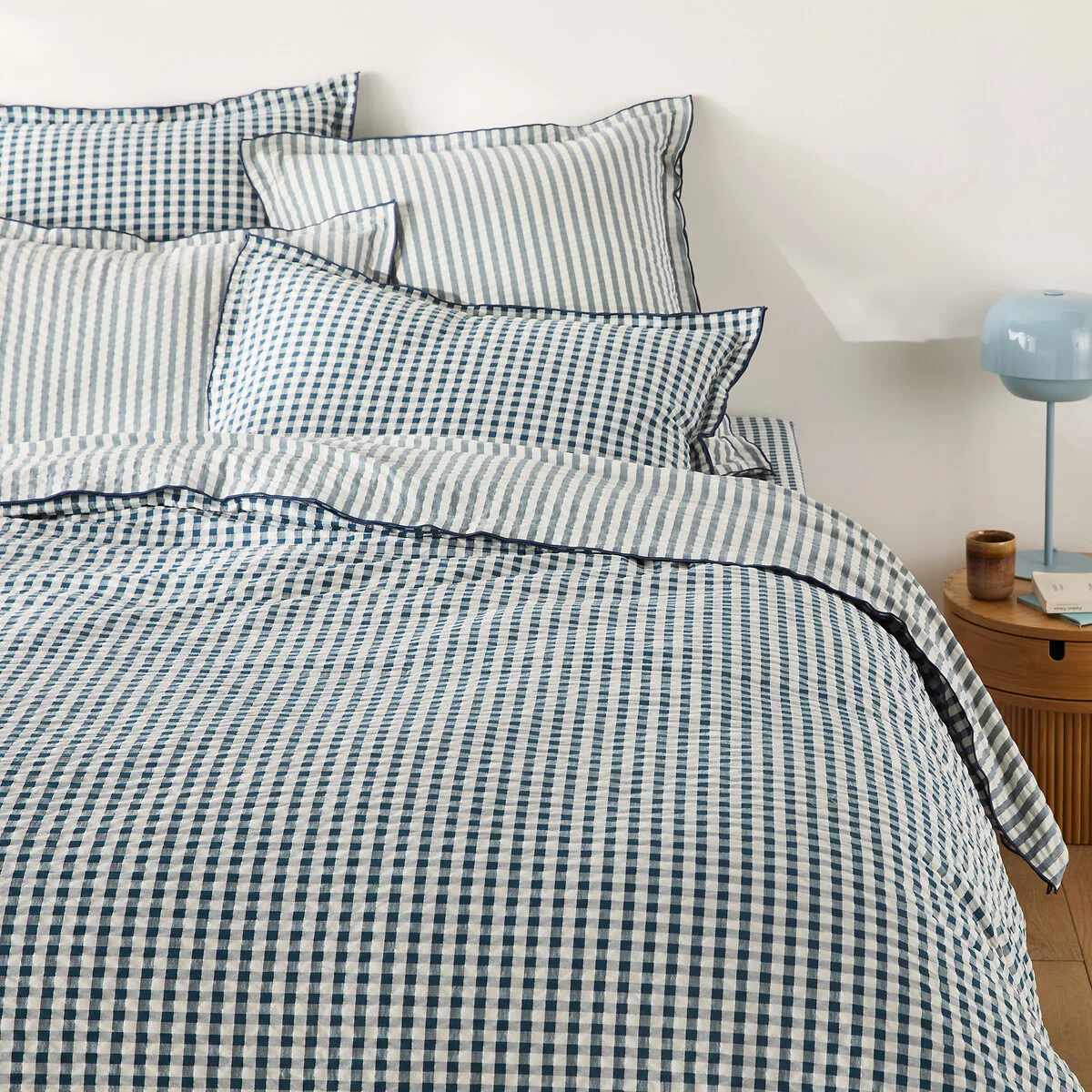 Cottage Blue Cotton Seersucker Duvet Cover – image 1