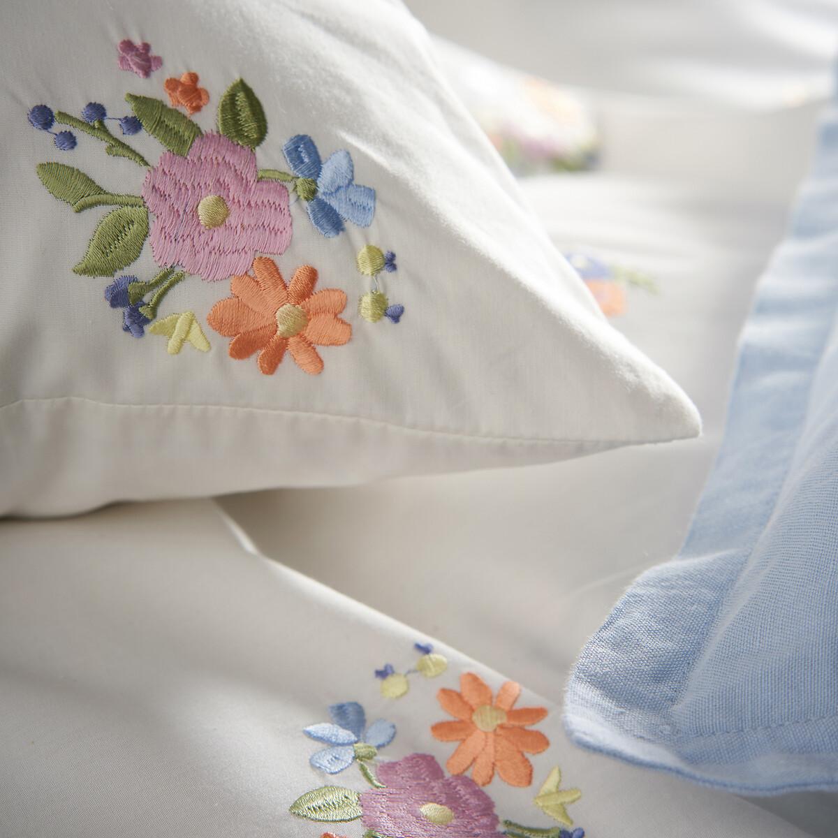 Hollyhill Embroidered Floral 100% Cotton Percale 200 Thread Count Duvet Cover – image 2
