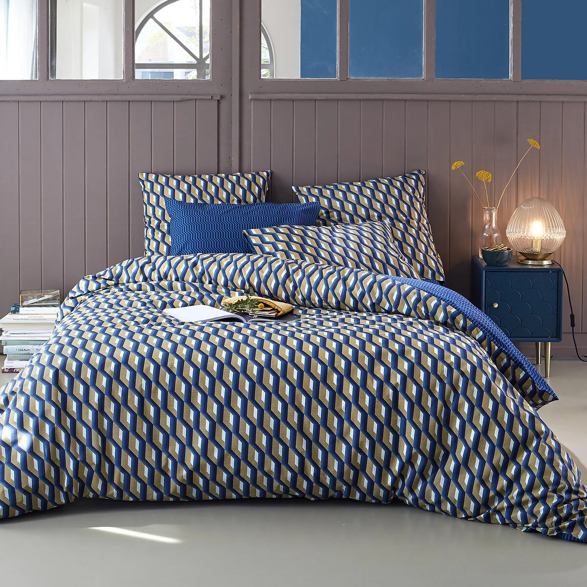Milano Geometric 100% Cotton Percale 200 Thread Count Duvet Cover – image 1