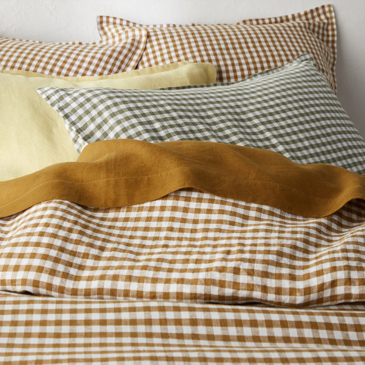 Acélie Bronze Gingham 100% Washed Linen Duvet Cover – image 2