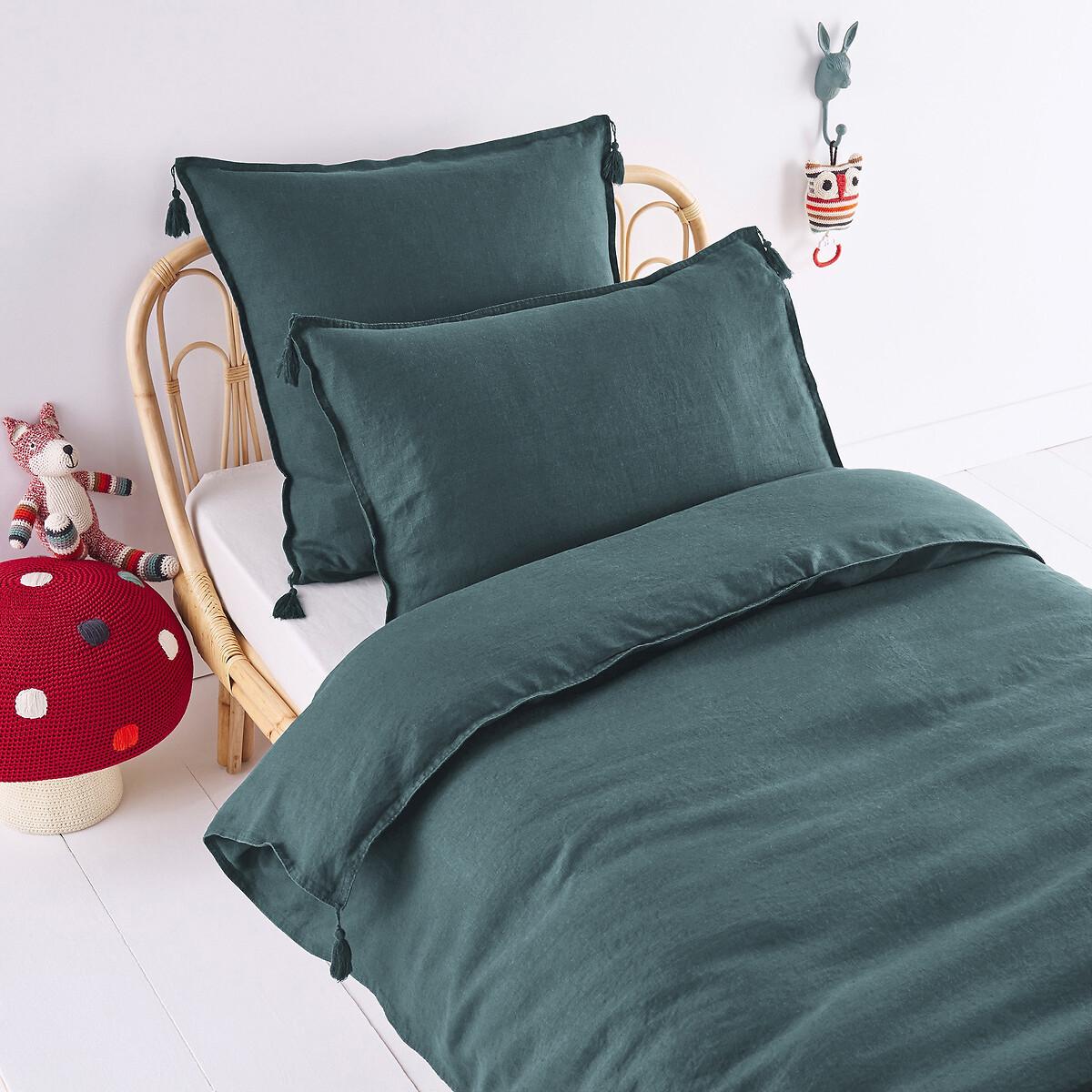 Carly Tassel 100% Washed Linen Duvet Cover – image 4
