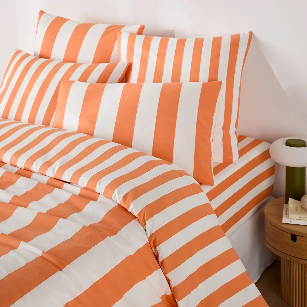 Hendaye Orange Striped Cotton Duvet Cover – image 1