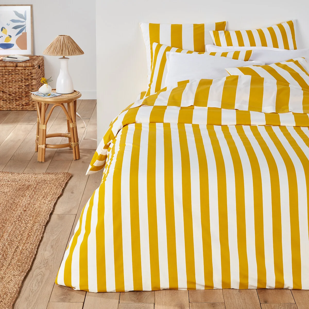 Hendaye Striped 100% Cotton Reversible Duvet Cover – image 1