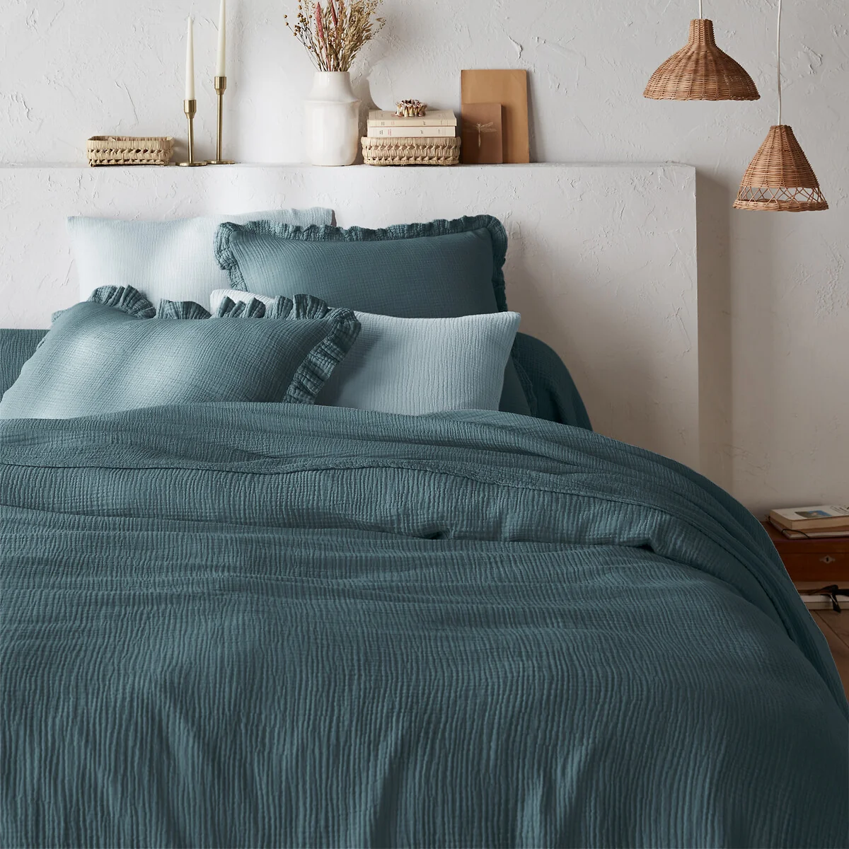 Kumla Plain 100% Cotton Muslin Duvet Cover – image 1