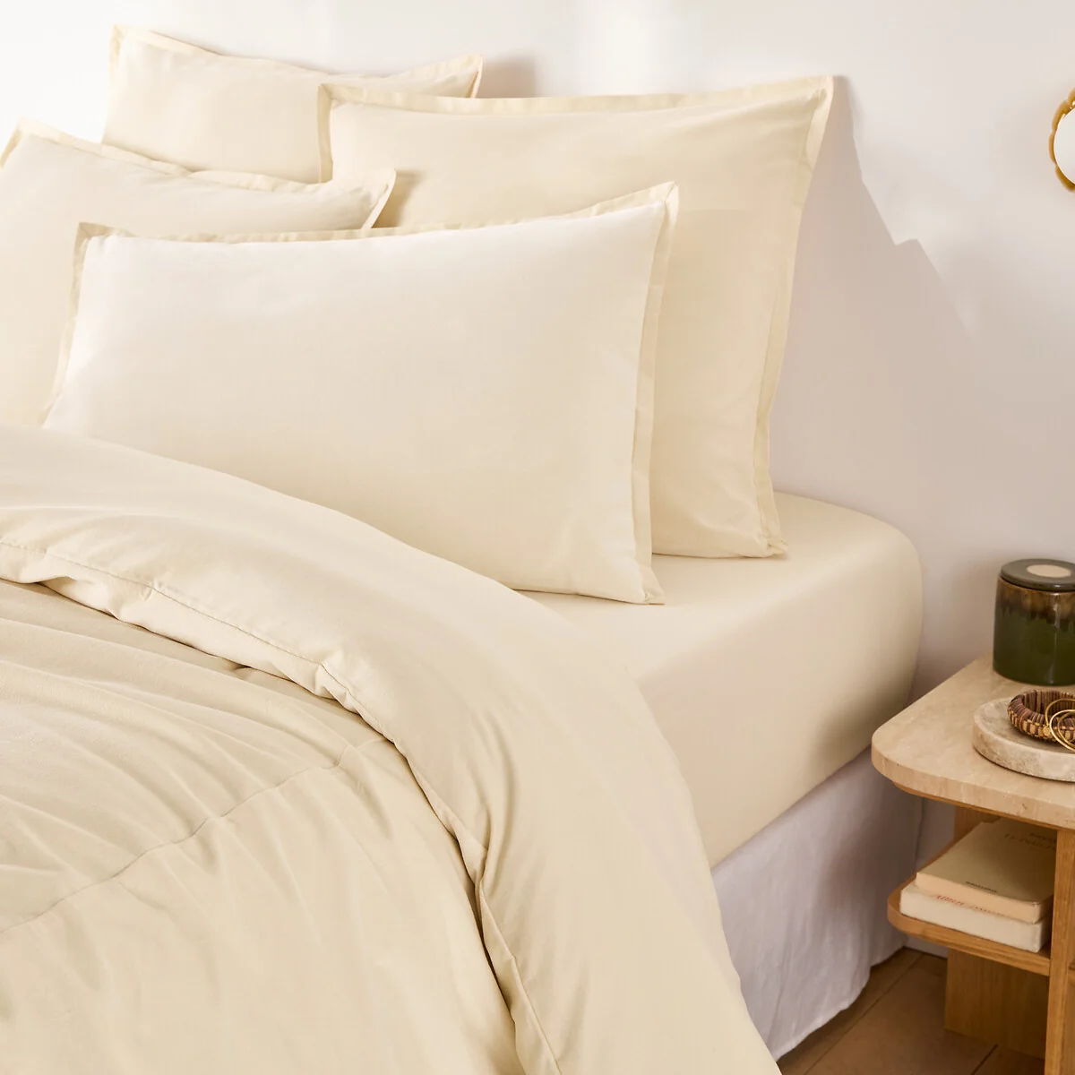 Noria Double-Sided Duvet Cover in Washed Cotton/Velvet