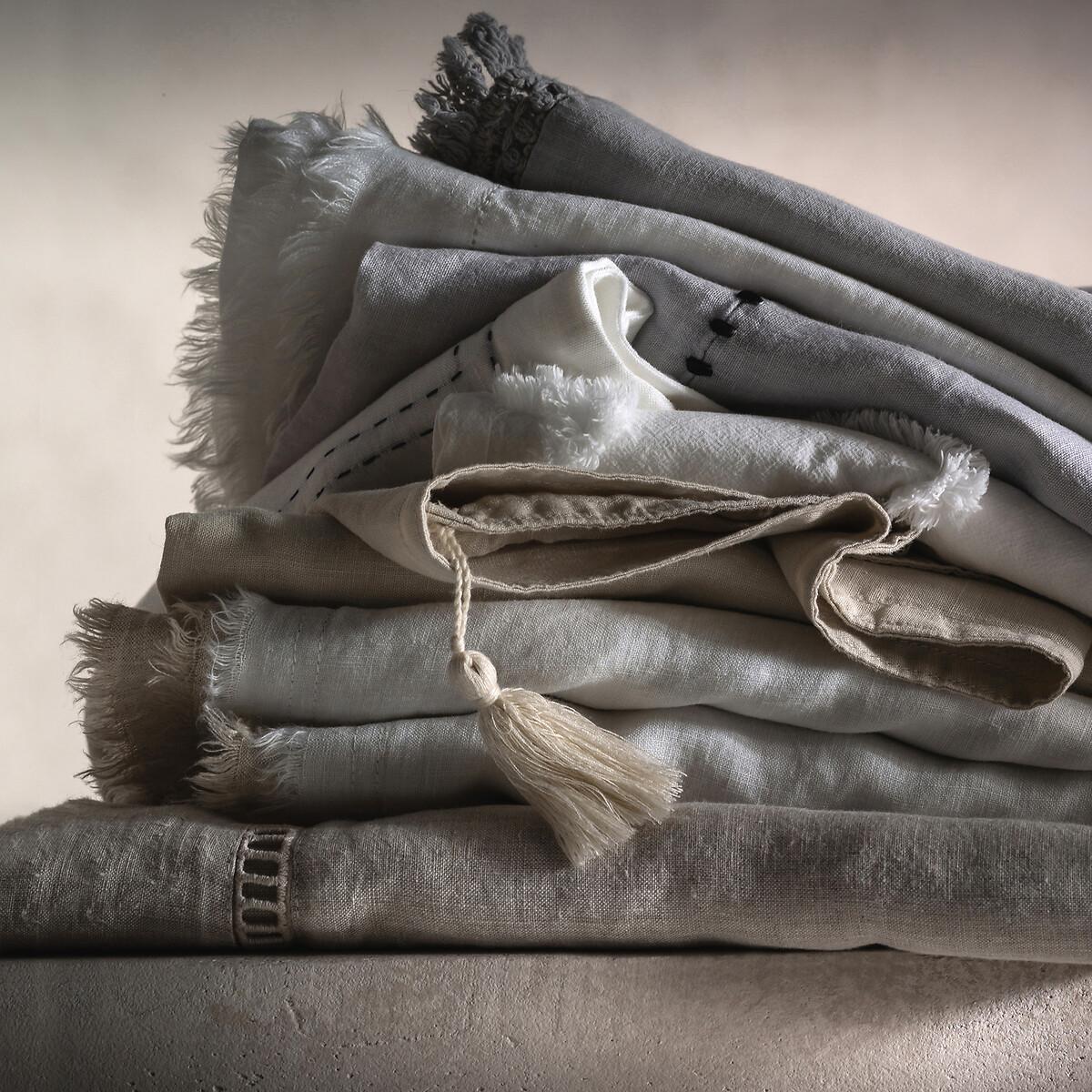 Franja Fringed Washed Linen Blend Duvet Cover – image 5