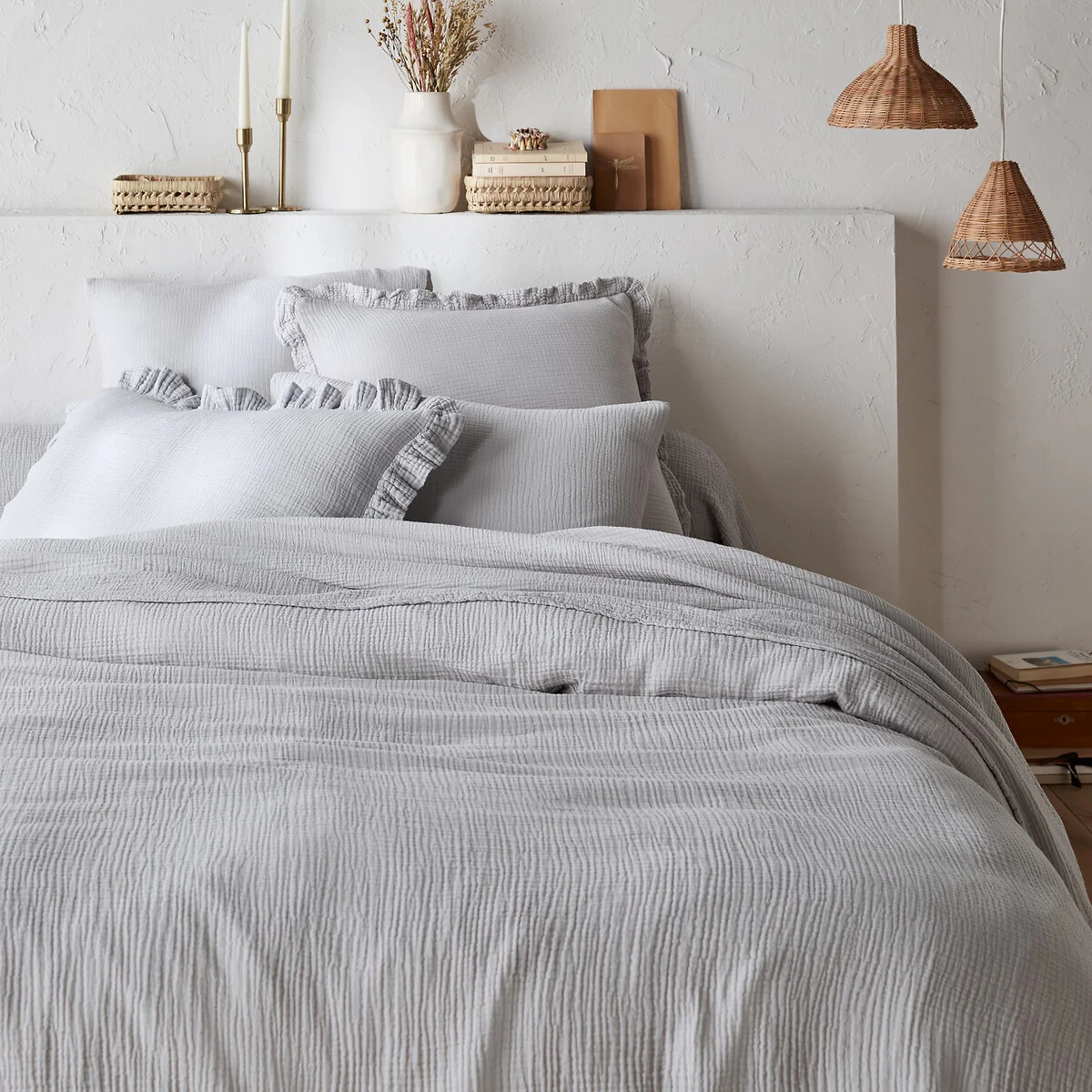Kumla Plain 100% Cotton Muslin Duvet Cover – image 1