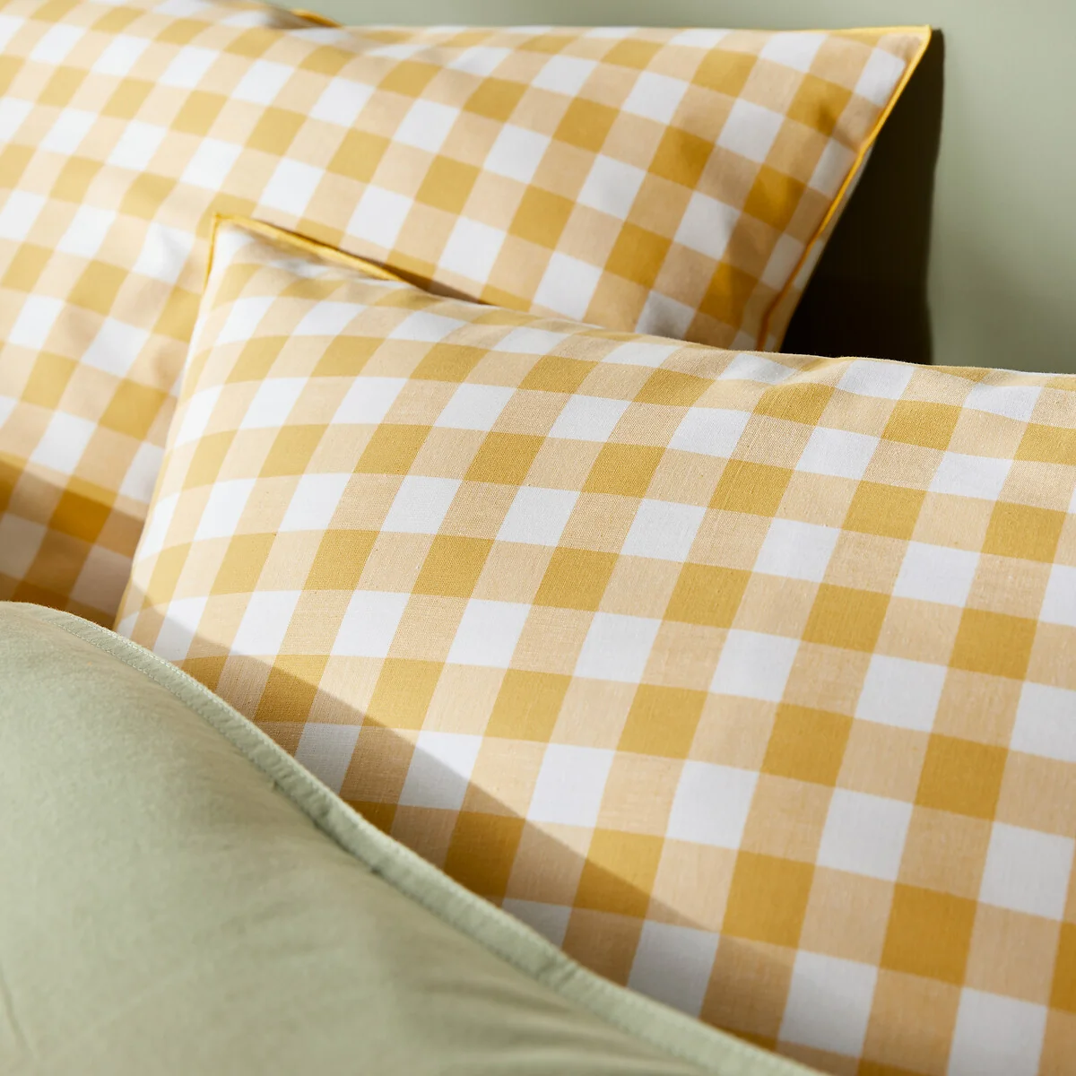 Veldi Yellow Gingham 100% Cotton Duvet Cover – image 3