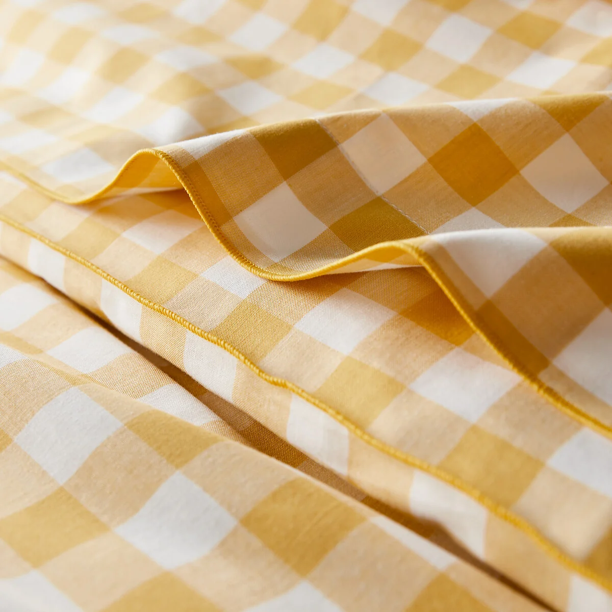 Veldi Yellow Gingham 100% Cotton Duvet Cover – image 4