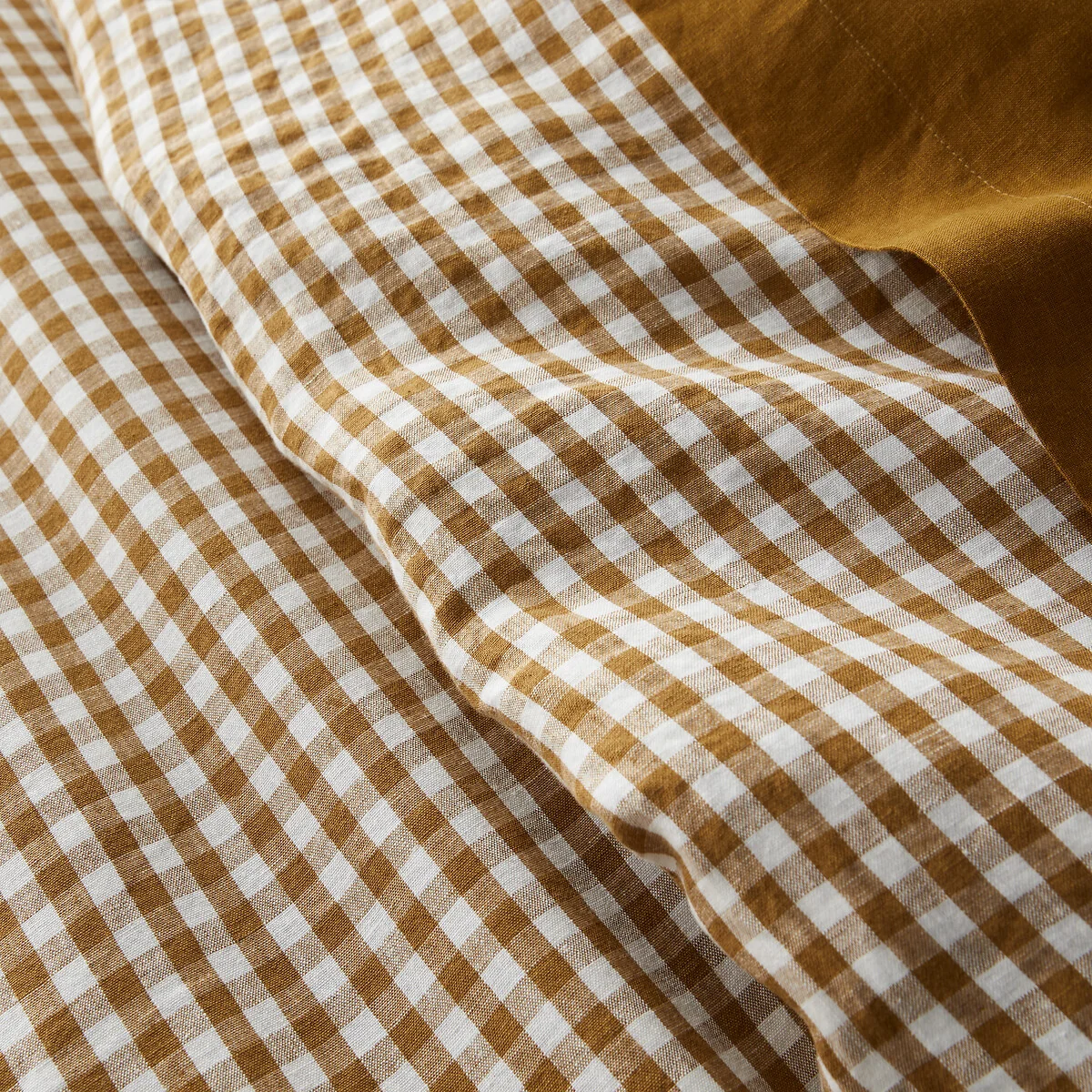 Acélie Bronze Gingham 100% Washed Linen Duvet Cover – image 4