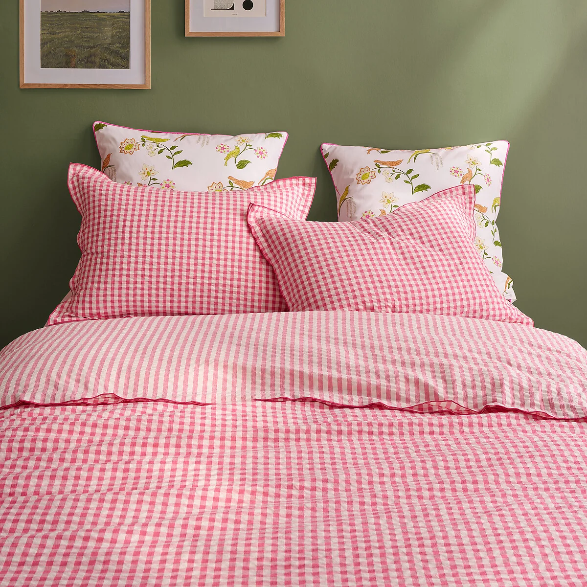 Cottage Raspberry Cotton Seersucker Duvet Cover – image 2