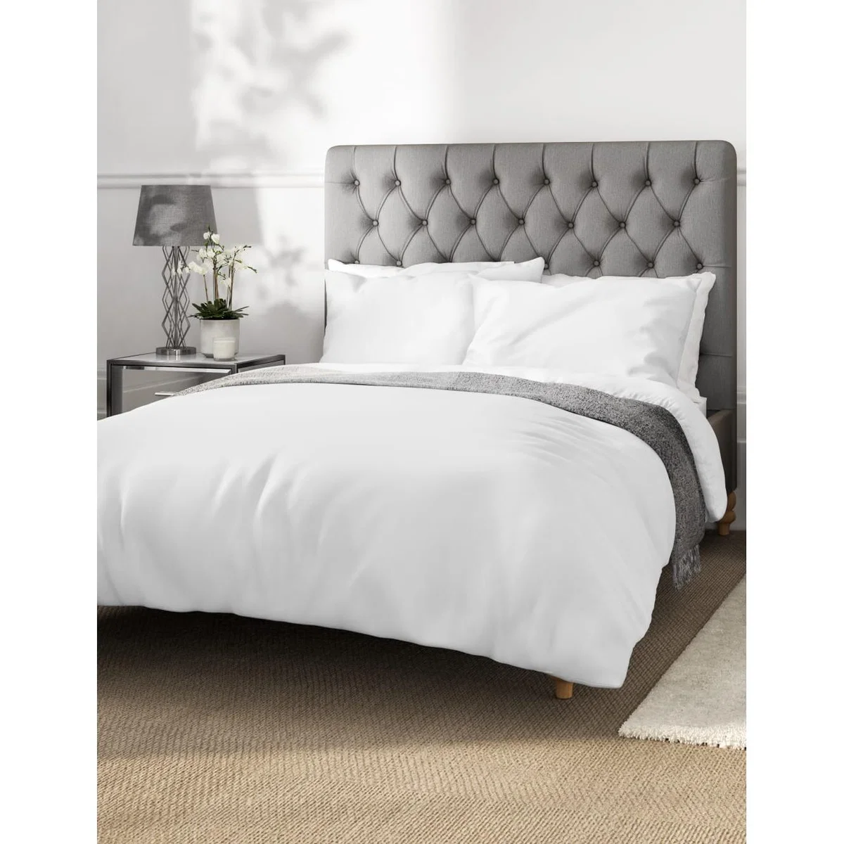 M&S Collection Comfortably Cool Lyocell Rich Duvet Cover - 5FT - Sage, Light Grey,Powder Blue,Cream,White,Dark Grey,Teal,Sage,Blush Pink – image 5