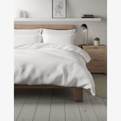 M&S Bamboo Cotton Blend Sateen Duvet Cover - SGL - White, White,Sage,Soft Pink,Teal,Neutral,Grey,Mid Grey,Mid Blue