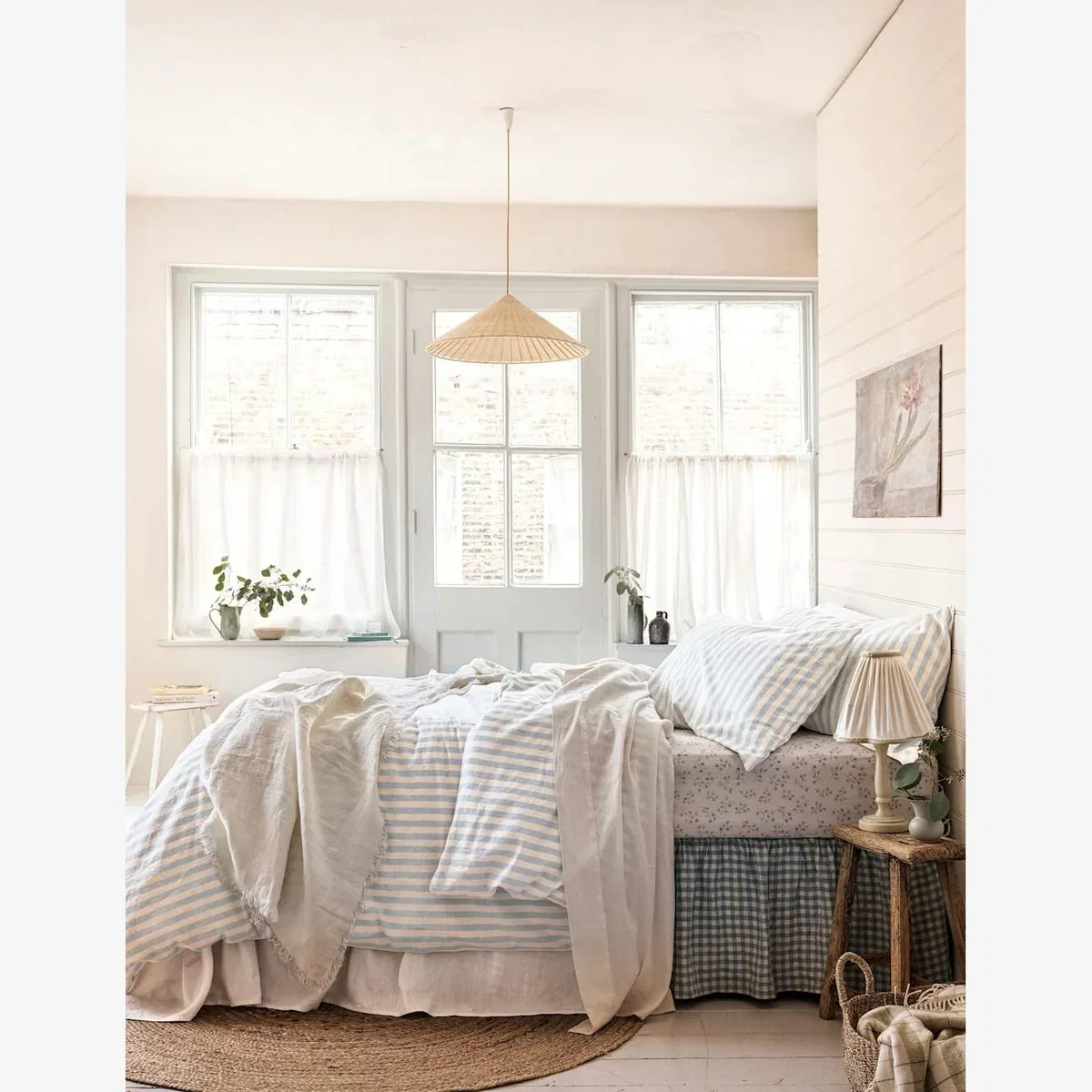 Piglet In Bed Pure Linen Pembroke Stripe Duvet Cover Blue Mix – image 1