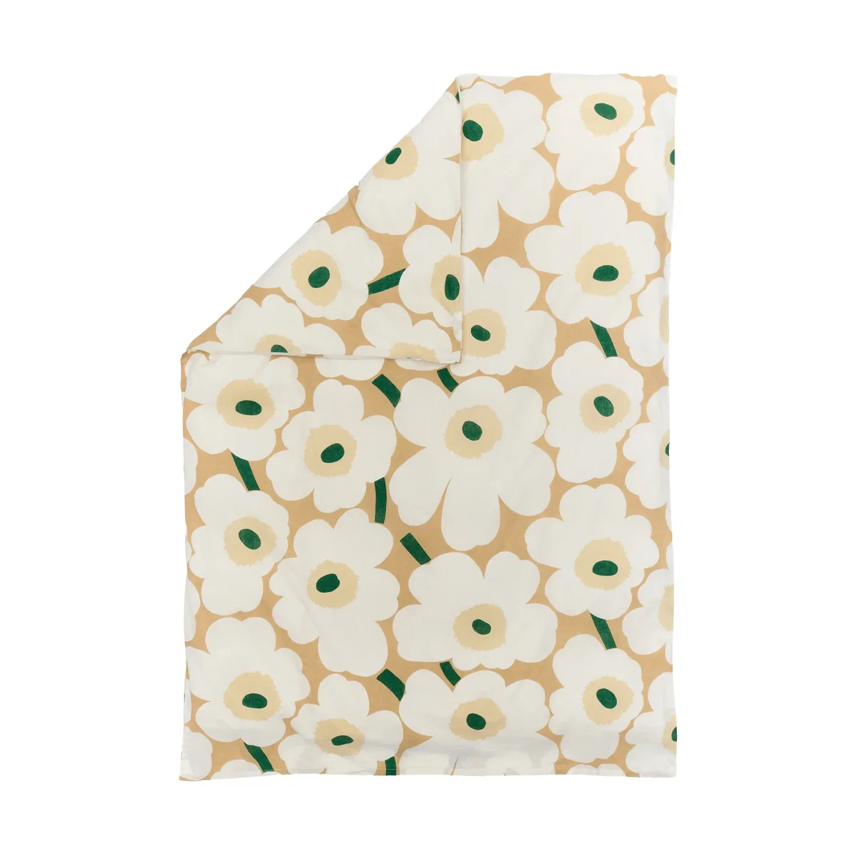 Marimekko Unikko duvet cover 150x210 cm Sand-off white-hay-emerald – image 2