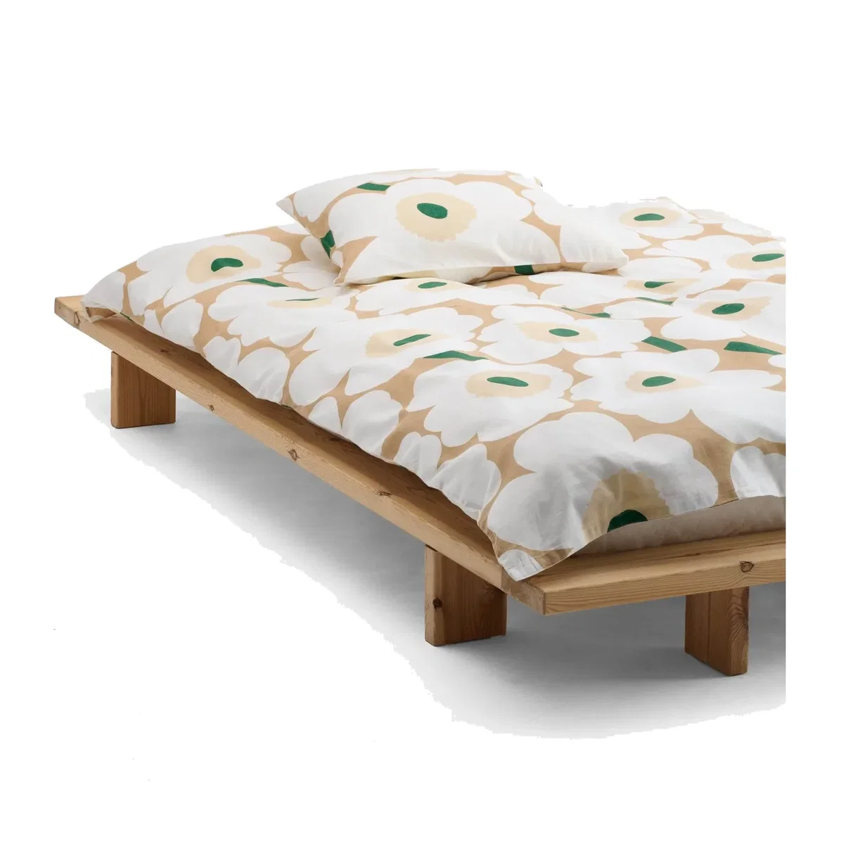 Marimekko Unikko duvet cover 150x210 cm Sand-off white-hay-emerald – image 1