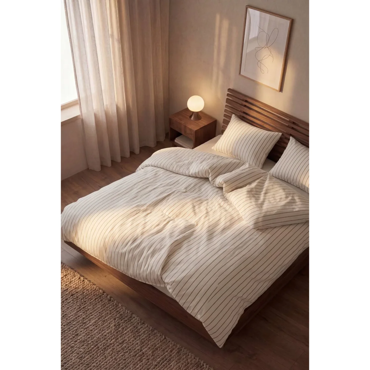 Juna Soft duvet cover set 220x220/2x50x60 cm Offwhite-caramel – image 2