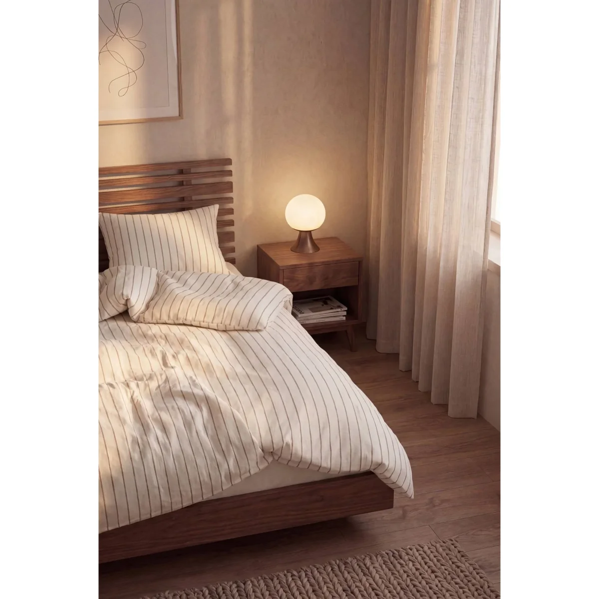 Juna Soft duvet cover set 220x220/2x50x60 cm Offwhite-caramel – image 7