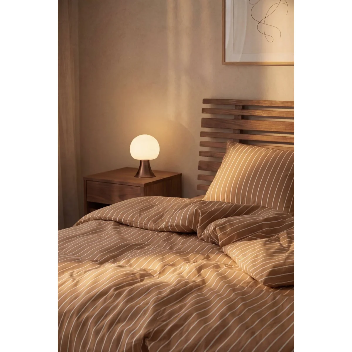 Juna Soft duvet cover set 220x220/2x50x60 cm Caramel-offwhite – image 5