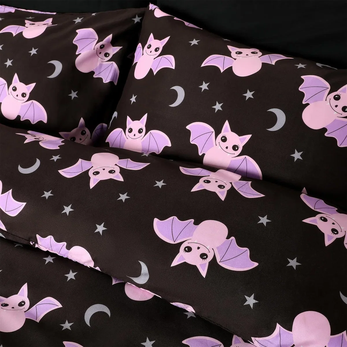 OHS Bat Print Duvet Cover Set - Black / Single – image 3