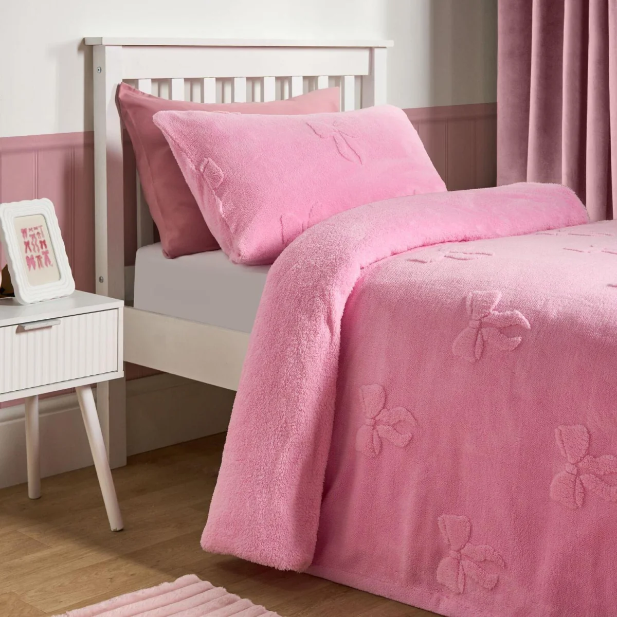 OHS Bows Tufted Teddy Fleece Duvet Cover Set - Pink / 1.35kg – image 1