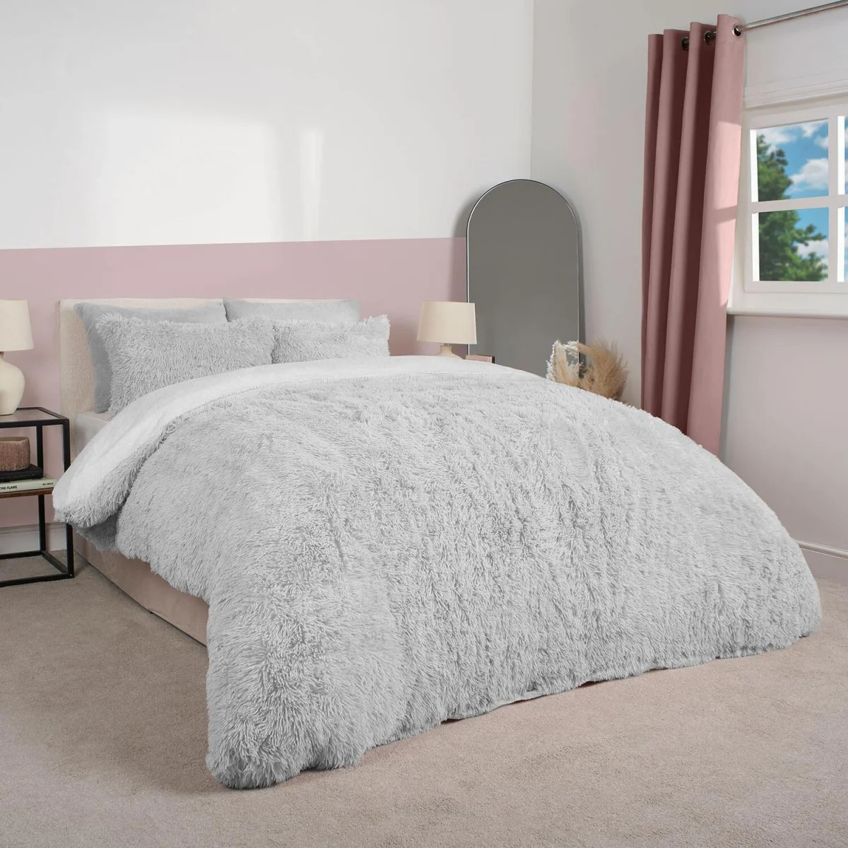 OHS Fluffy Fleece Duvet Cover Set - Silver / 2kg – image 2