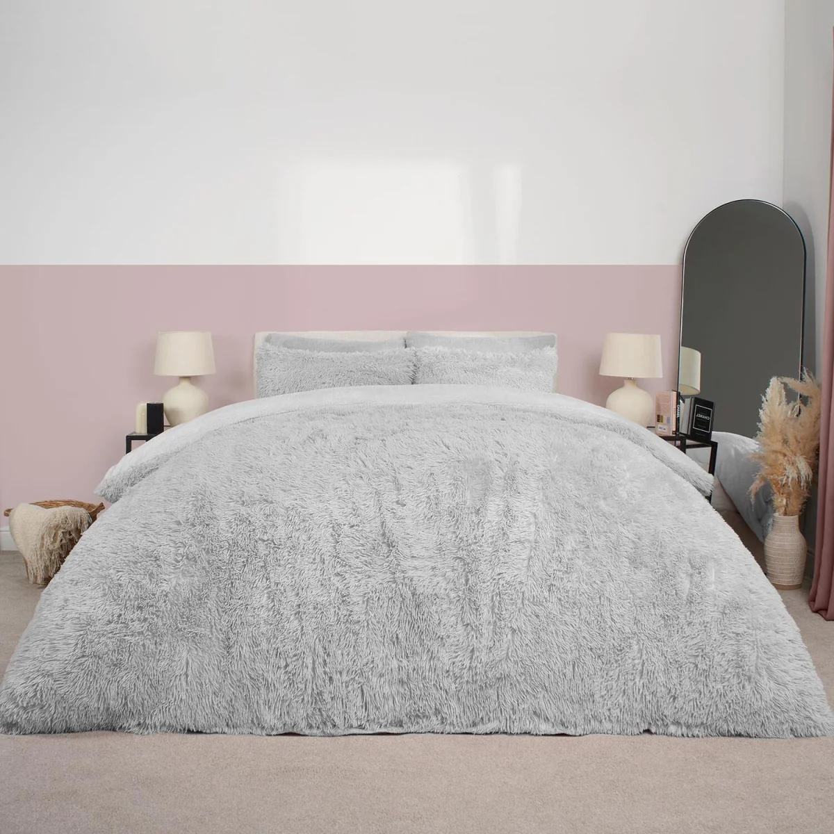 OHS Fluffy Fleece Duvet Cover Set - Silver / 2kg – image 1