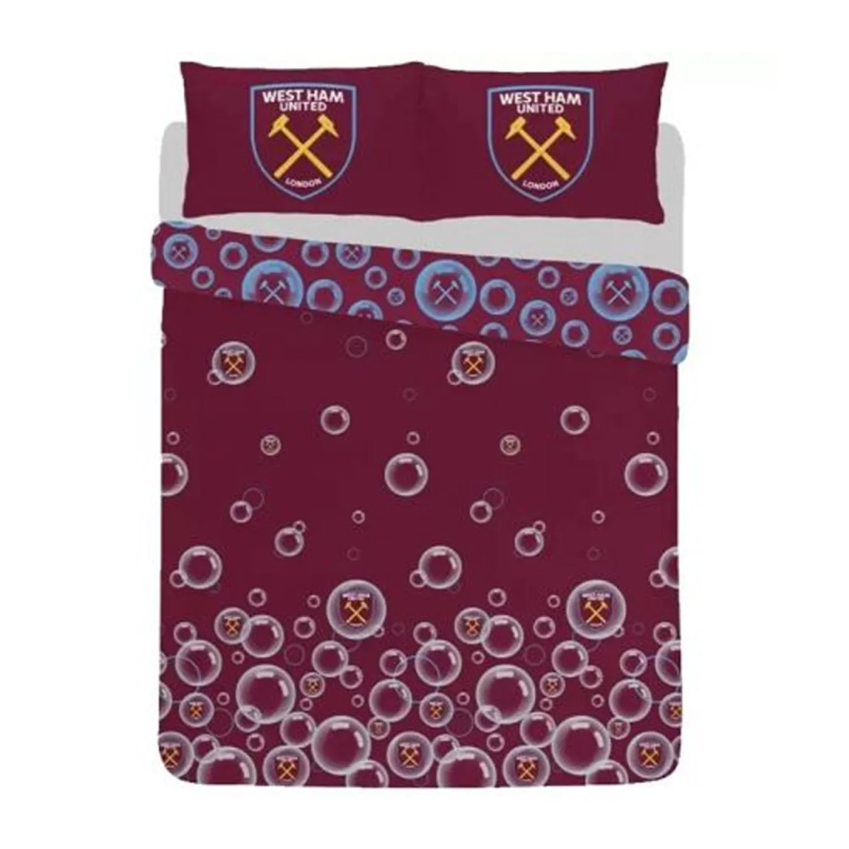 West Ham United FC Forever Blowing Reversible Bubbles Duvet Cover Set - Maroon – image 2