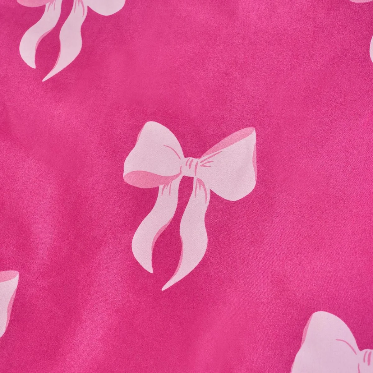 OHS Bow Print Reversible Duvet Cover Set - Pink/Hot Pink / Single / 1kg – image 1