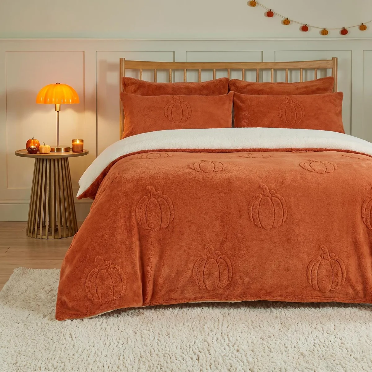 OHS Tufted Pumpkin Teddy Duvet Cover Set - Rust / Double – image 1