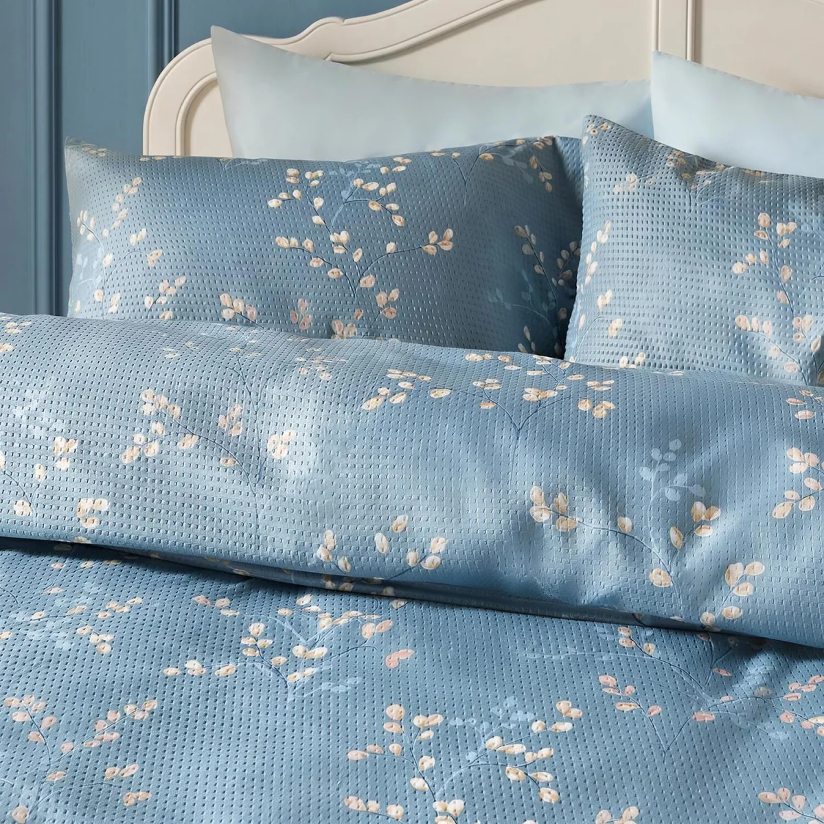 OHS Willow Waffle Duvet Cover Set - Blue - King – image 2