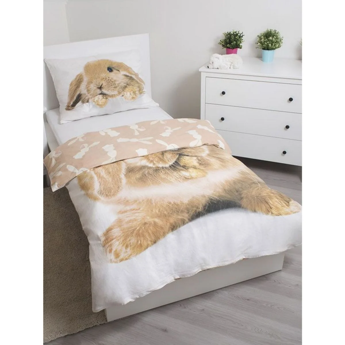 Cotton Bunny Duvet Cover Set - Brown/White – image 2