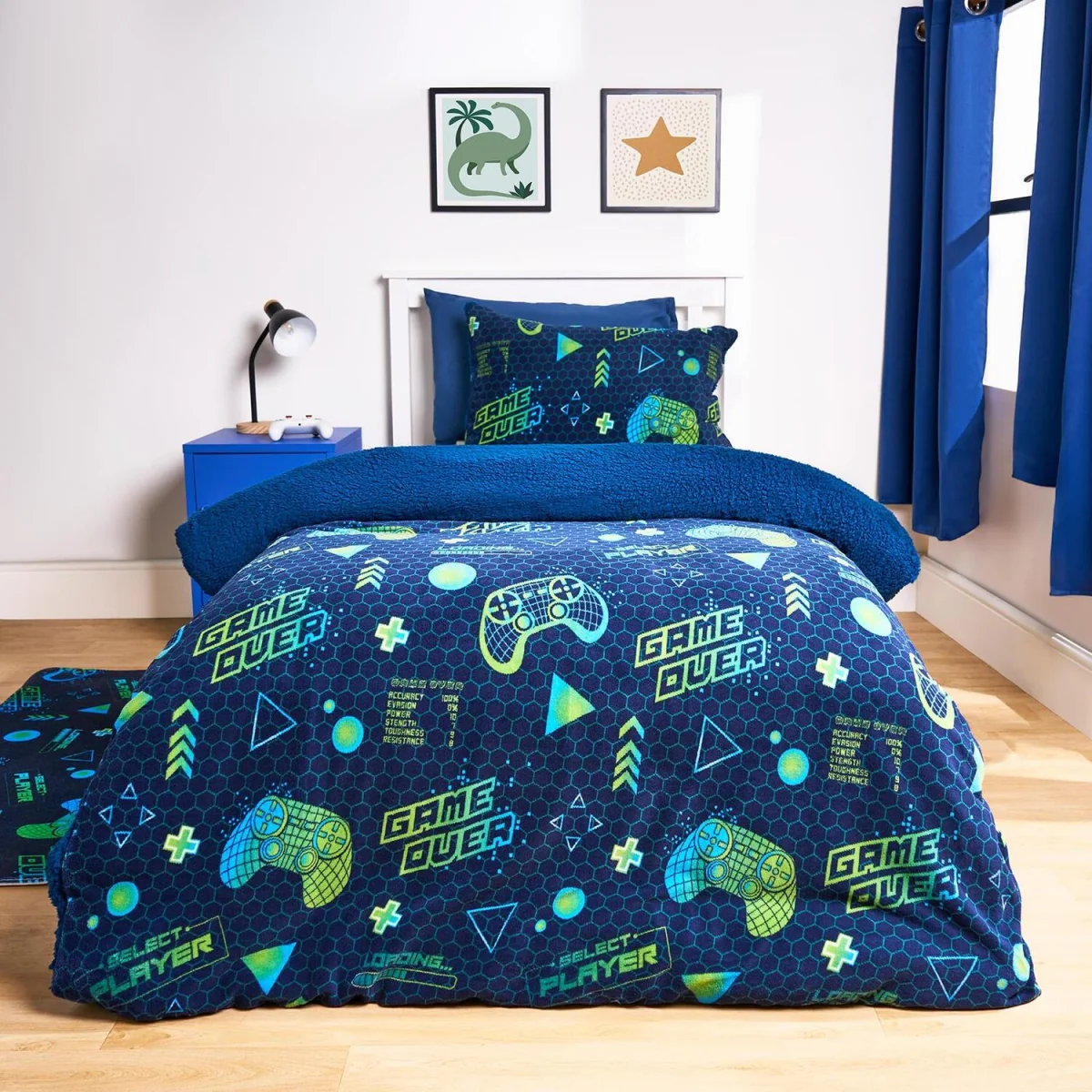 OHS Gaming Fleece Duvet Cover Set - Navy/Green / 33cm / 1.22kg – image 2