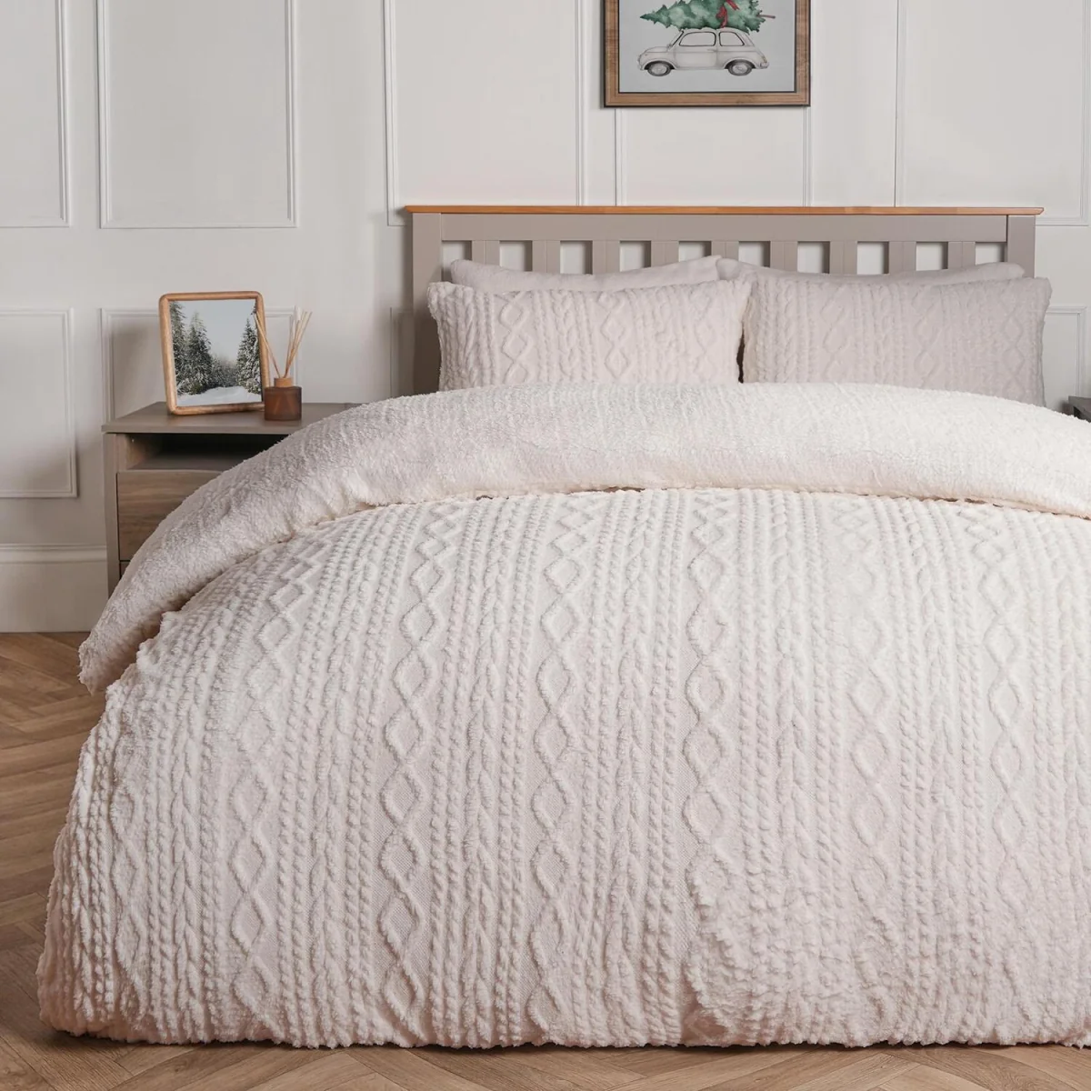 OHS Cable Knit Fleece Duvet Cover Set - Natural / 2kg – image 2