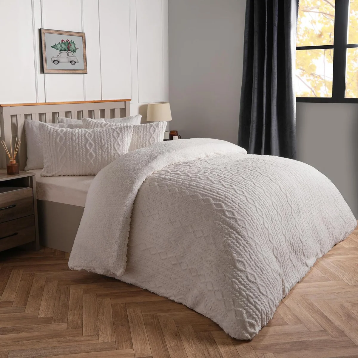OHS Cable Knit Fleece Duvet Cover Set - Natural / 2kg – image 3