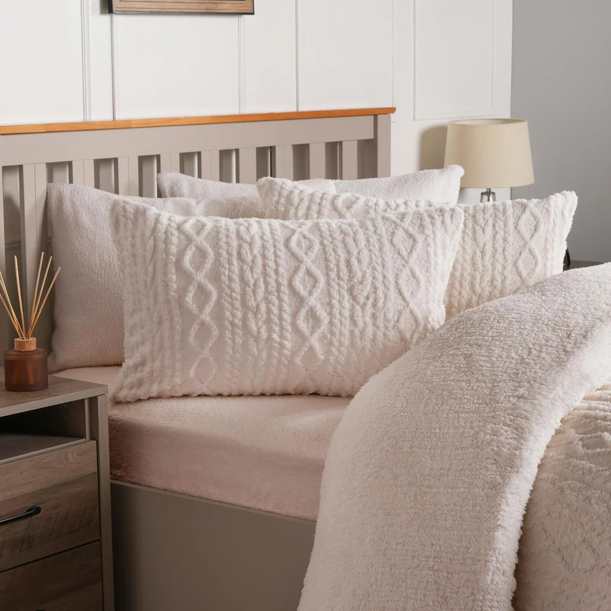 OHS Cable Knit Fleece Duvet Cover Set - Natural / 2kg – image 4