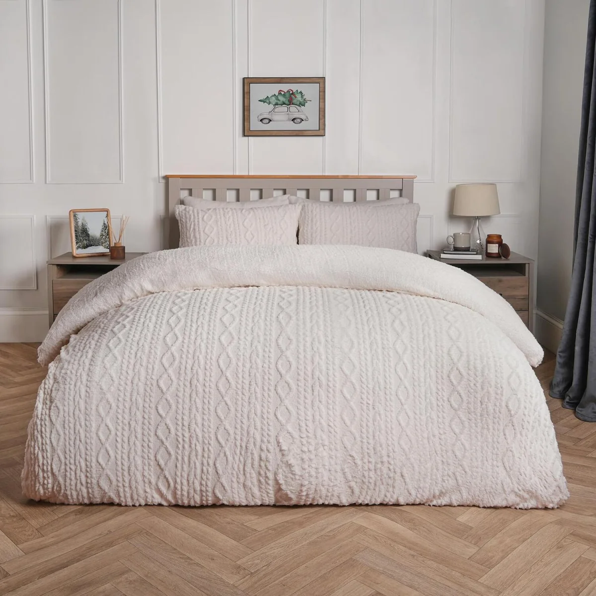 OHS Cable Knit Fleece Duvet Cover Set - Natural / 2kg – image 6