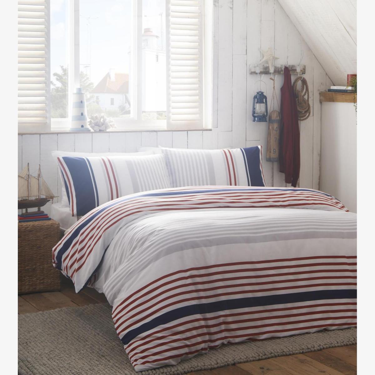 Nautical Stripes Duvet Cover Set - Blue / Double