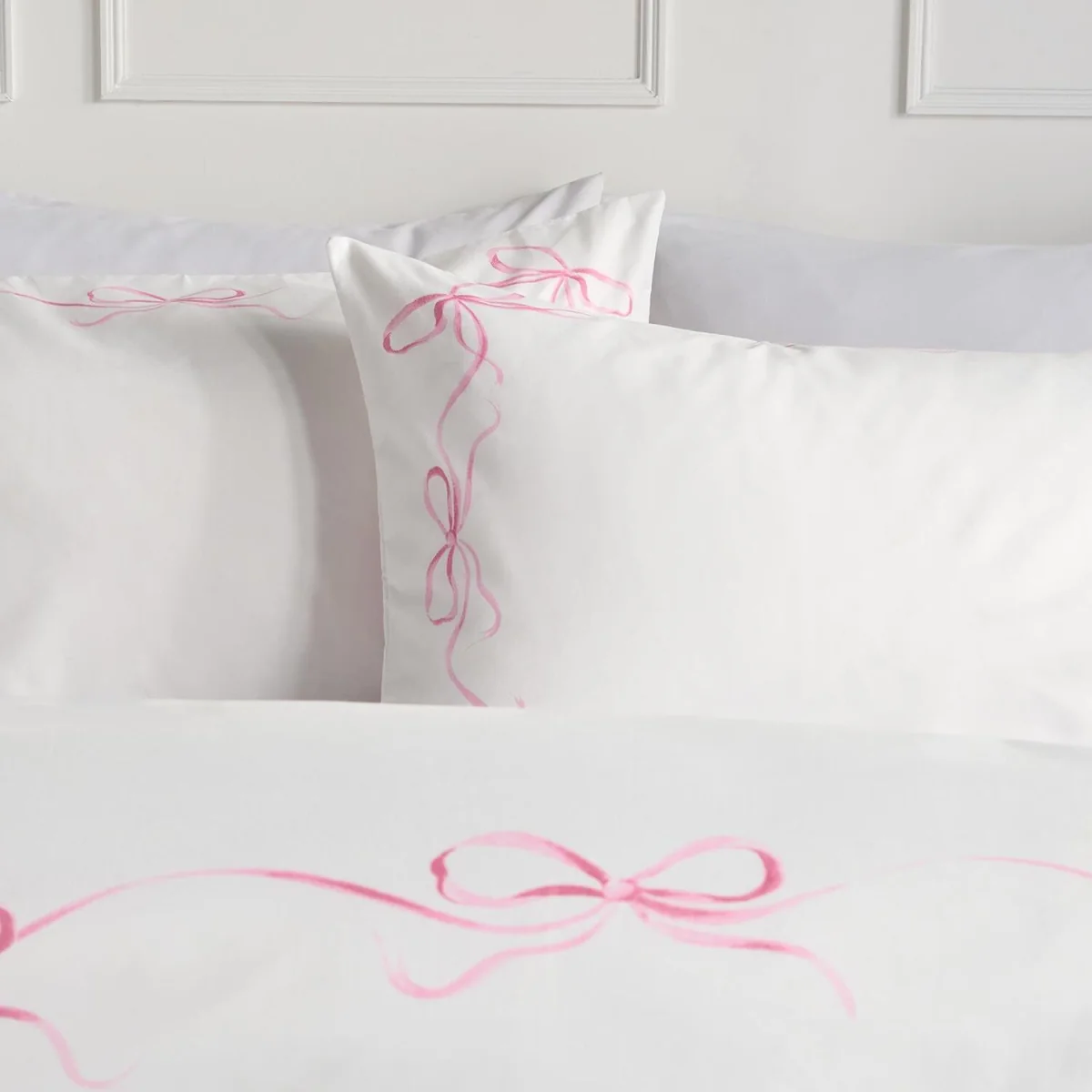 OHS Bow Border Duvet Cover Set - White/Pink / 0.8kg – image 3