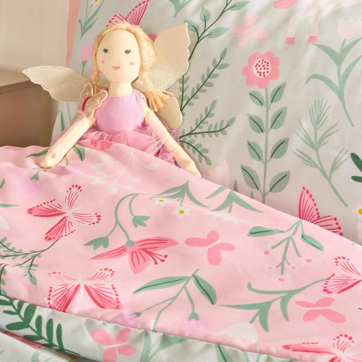 OHS Enchanted Unicorn Print Duvet Cover Set - Sage/Pink / 0.8kg – image 3