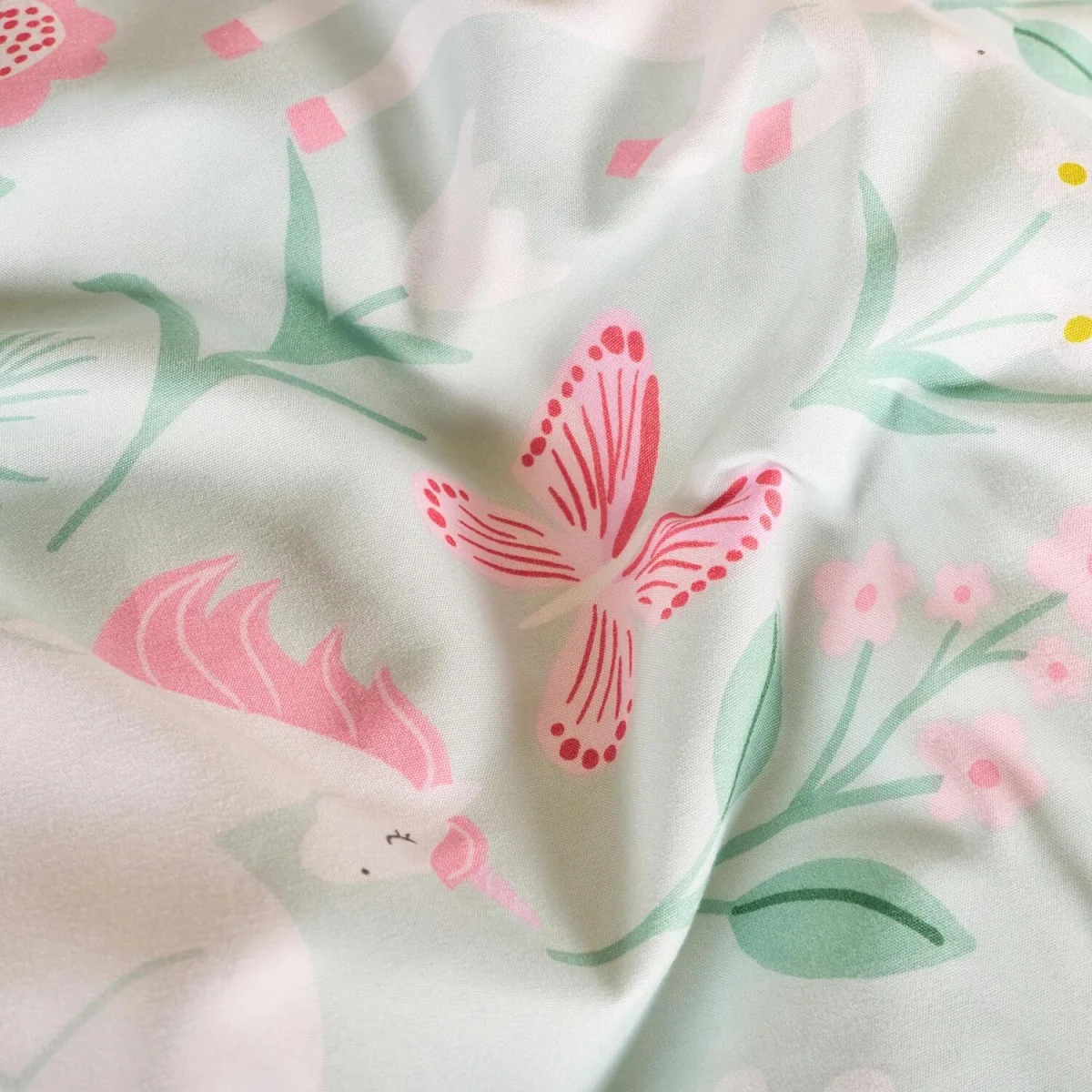 OHS Enchanted Unicorn Print Duvet Cover Set - Sage/Pink / 0.8kg – image 5