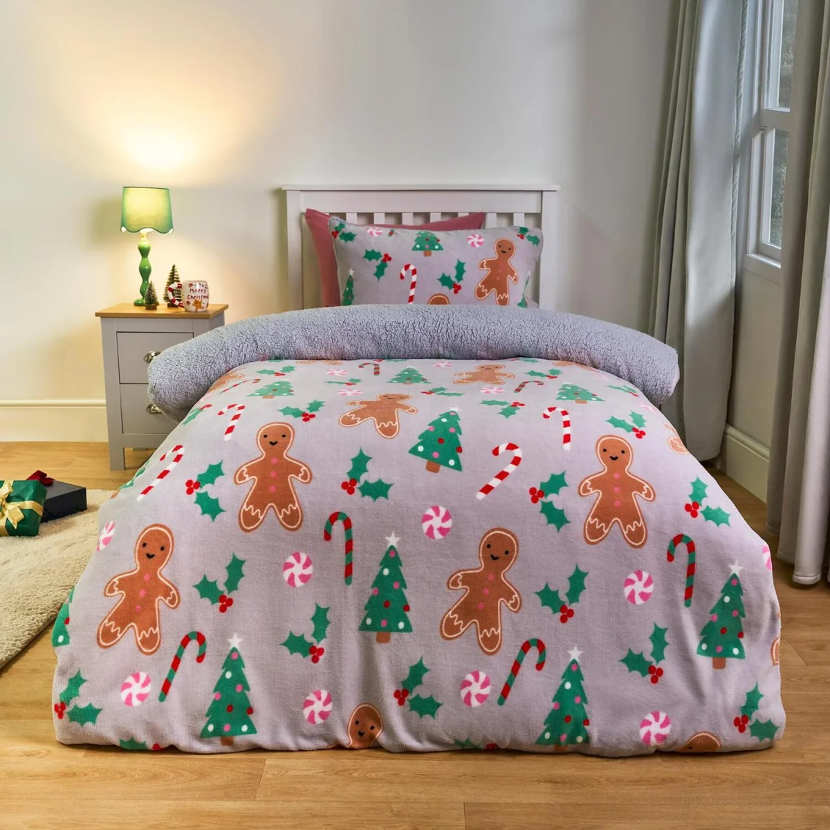 OHS Christmas Gingerbread Fleece Duvet Cover Set - Grey – image 2