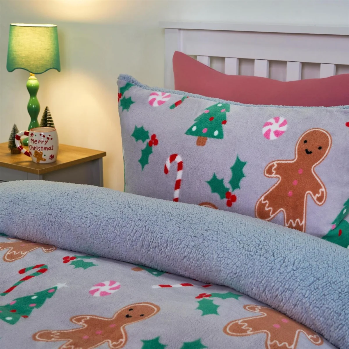 OHS Christmas Gingerbread Fleece Duvet Cover Set - Grey – image 3
