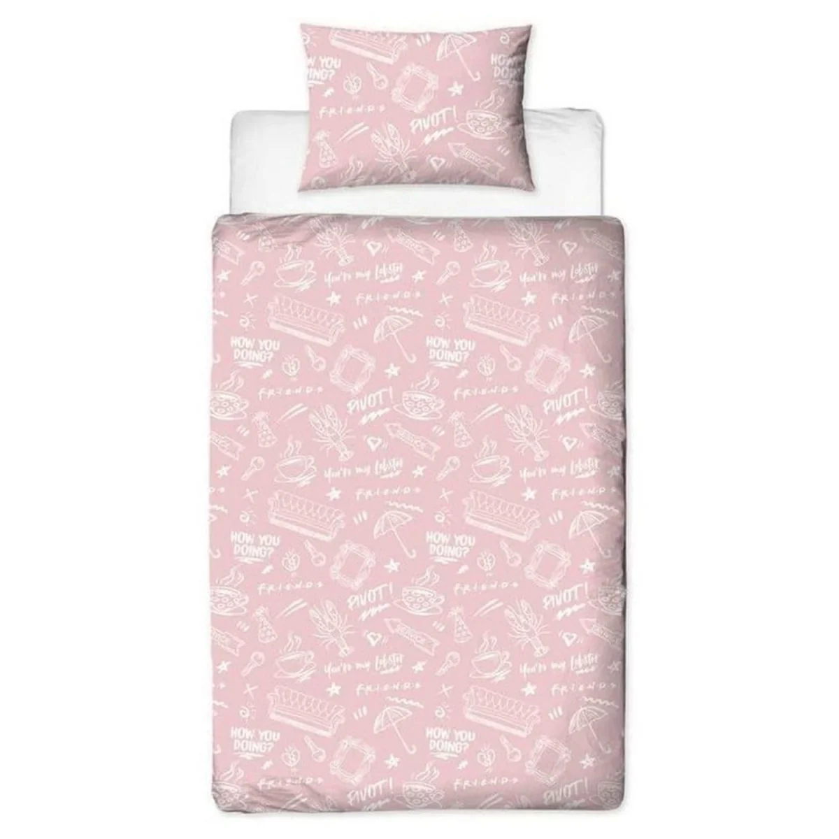 Friends Coffee Duvet Cover Set - Pink/Grey/White – image 2
