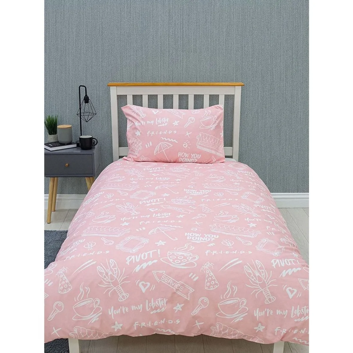 Friends Coffee Duvet Cover Set - Pink/Grey/White – image 4